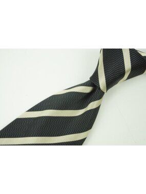 Dormeuil Charcoal Herringbone Tortilla Striped Silk Tie